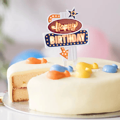 Topper bolo de aniversário Néon Retro