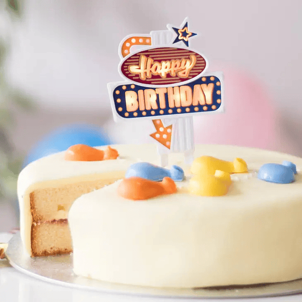 Topper bolo de aniversário Néon Retro 2