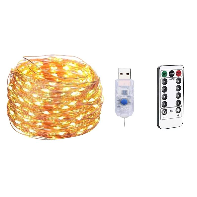 Cadena de Cobre con 100 luces - 10 mts USB