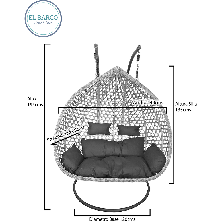 Silla Colgante XXL Caramelo Cojín Marfil