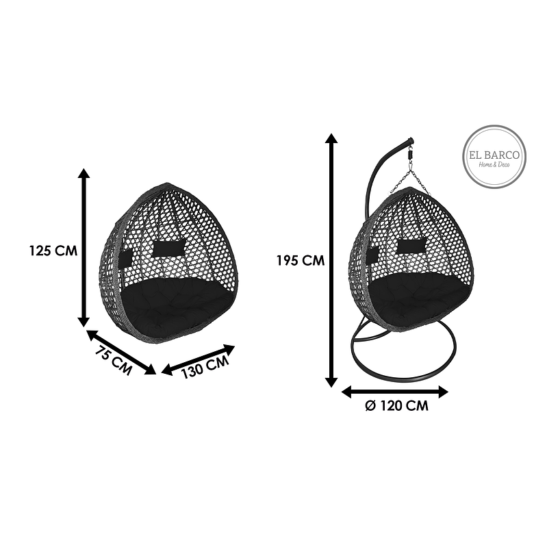 Silla Colgante XL Chocolate Cojín Café