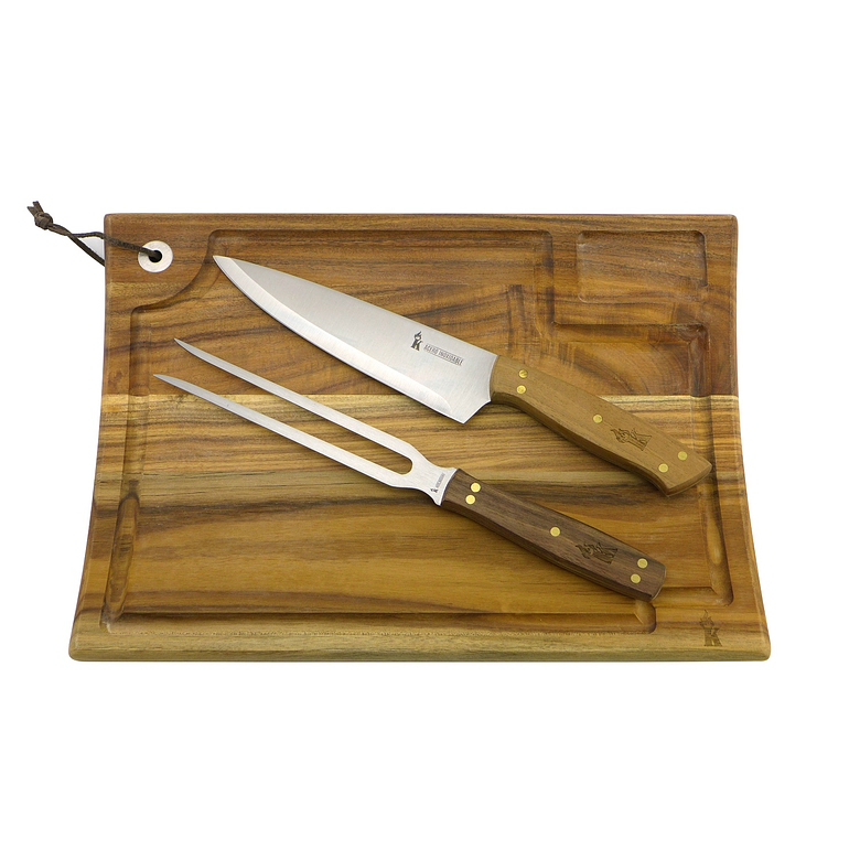 Set Parrillero Tabla + Cuchillo + Tenedor