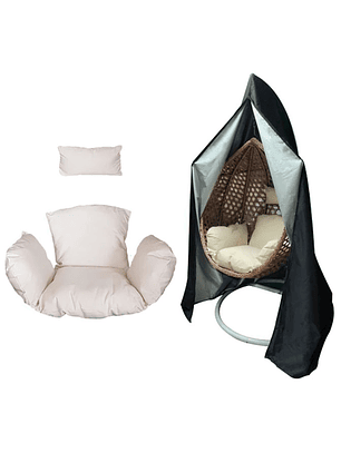 Pack Cojín Marfil talla M/L + Funda Protectora Silla Colgante Waterproof + UV
