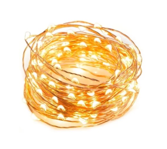 Cadena de Cobre con 100 luces - 10 mts USB