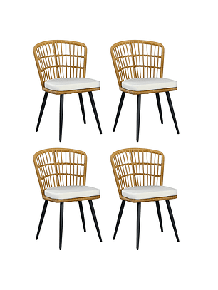 Sillas De Comedor Londres Caramelo Cojín Marfil 4 Unidades