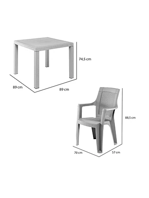 Juego de Comedor Terraza Eterno Chocolate 4 Sillas 74.5 x 89 x 89 cm