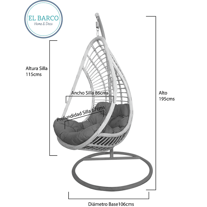 Silla Colgante Atenas M Cojín Turquesa 3