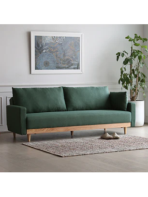 Sofá Cama Florida Verde Esmeralda 3 Cuerpos 