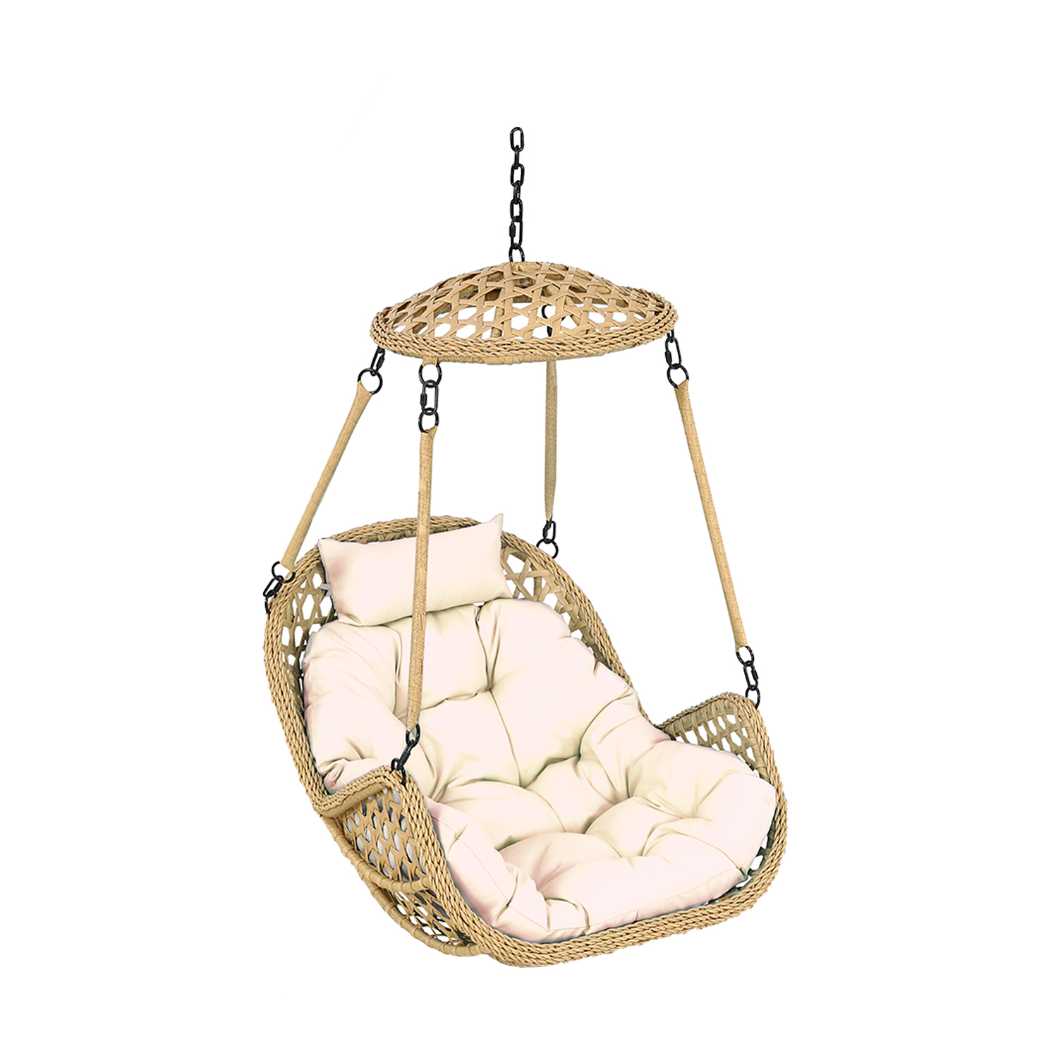 Silla Colgante Nipona Caramelo Cojín Marfil (Sin Estructura)