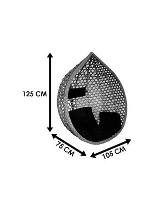 Silla Colgante Hawái L Gris Cojín Marfil (Sin estructura)