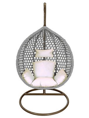 Silla Colgante Hawái L Gris Cojín Marfil