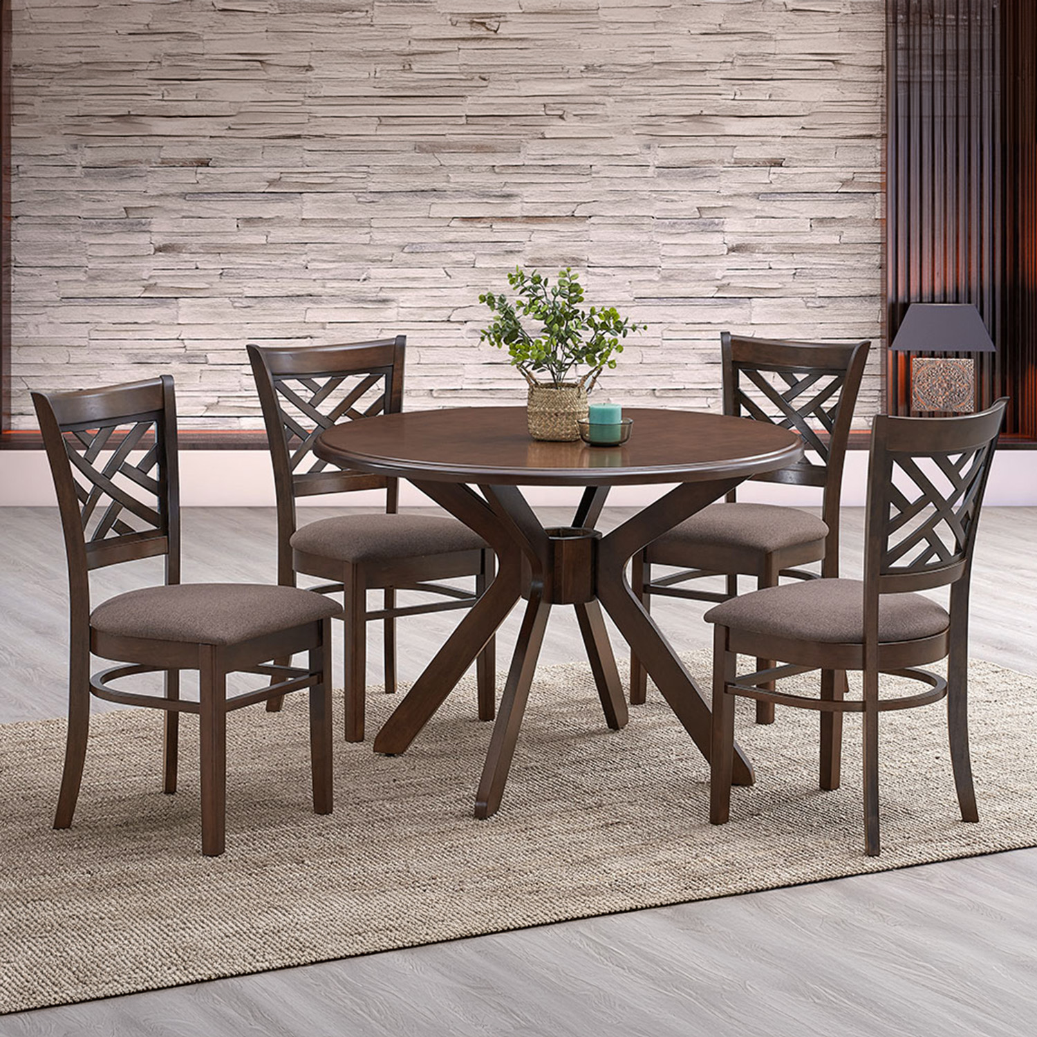 Juego de Comedor Amelie Chocolate 106 cm 4 Sillas Café