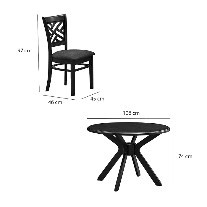 Juego de Comedor Amelie 4 sillas Café 5