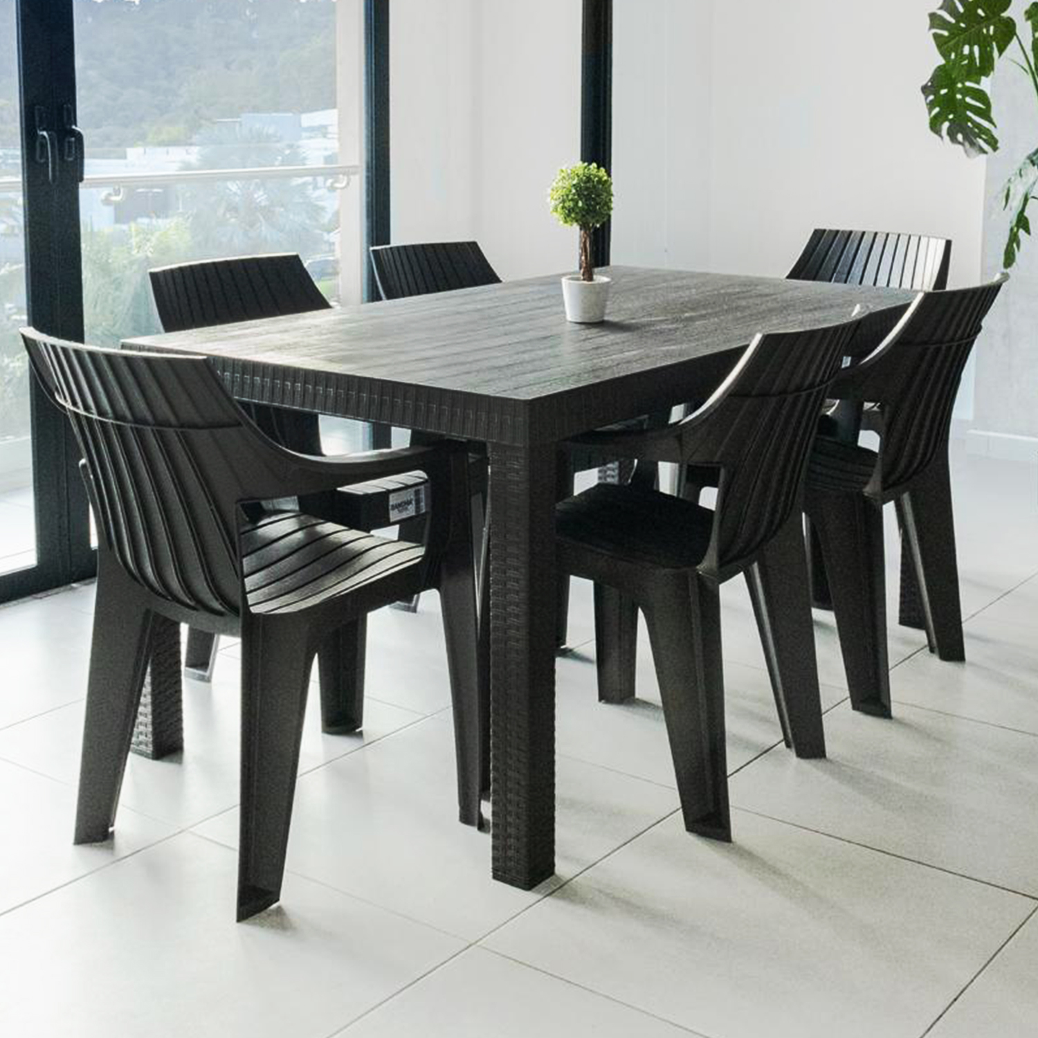 Juego de Comedor Terraza Macao Chocolate 6 Sillas 155 x 74 x 90 cm