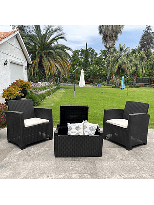 Juego Living Terraza Álamo Duo Con Baúl café oscuro 2 Personas