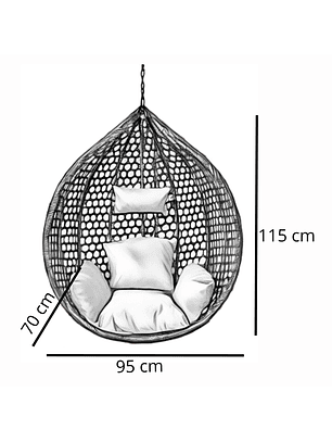 Silla Colgante Hawái M Gris Cojín Marfil (Sin estructura)