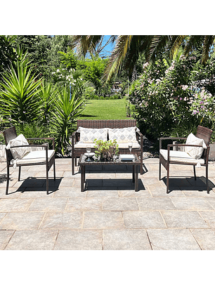 Juego Living Terraza Sofía Chocolate 4 Personas