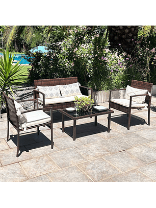 Juego Living Terraza Sofía Chocolate 4 Personas