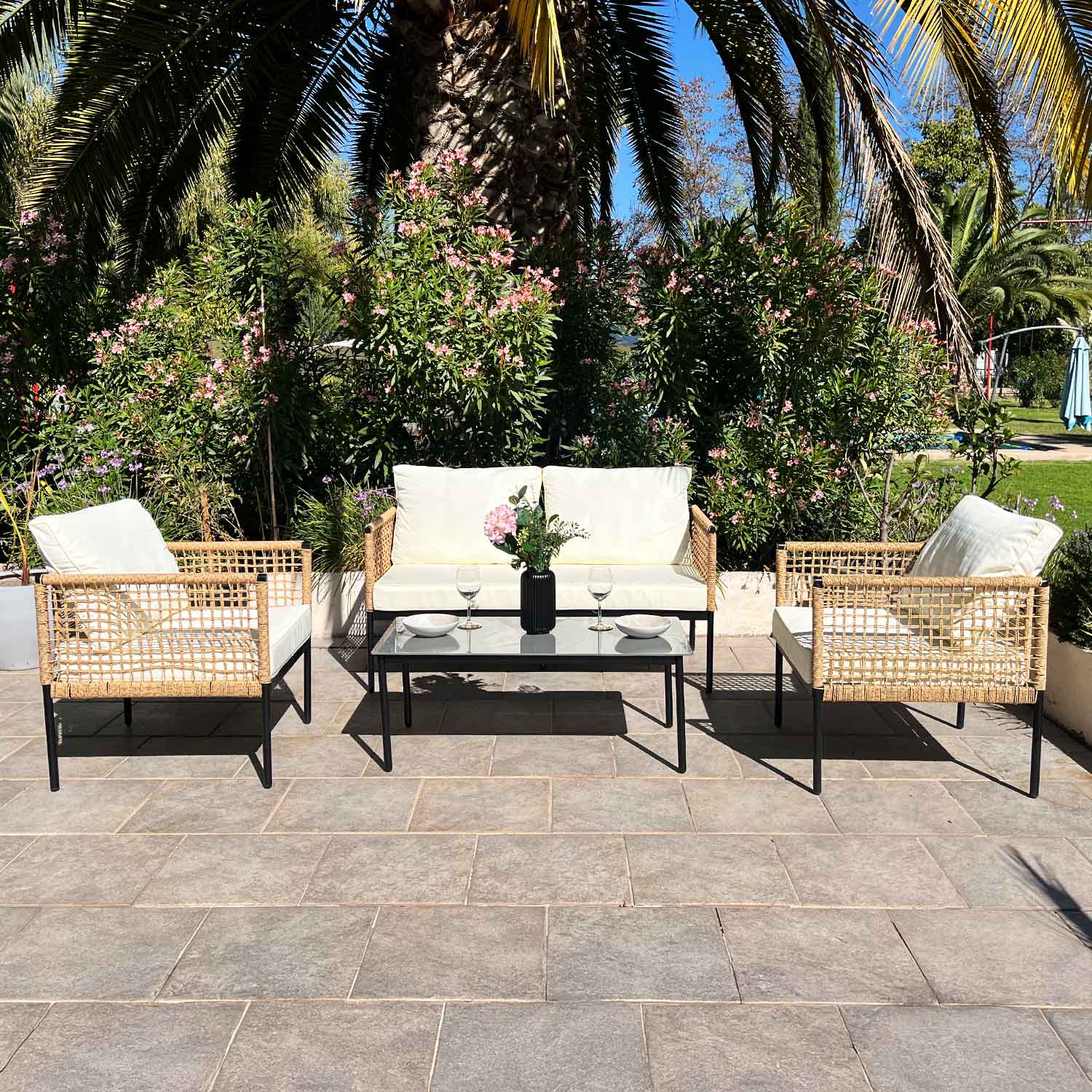Juego de Living Terraza Málaga Caramelo 4 Personas