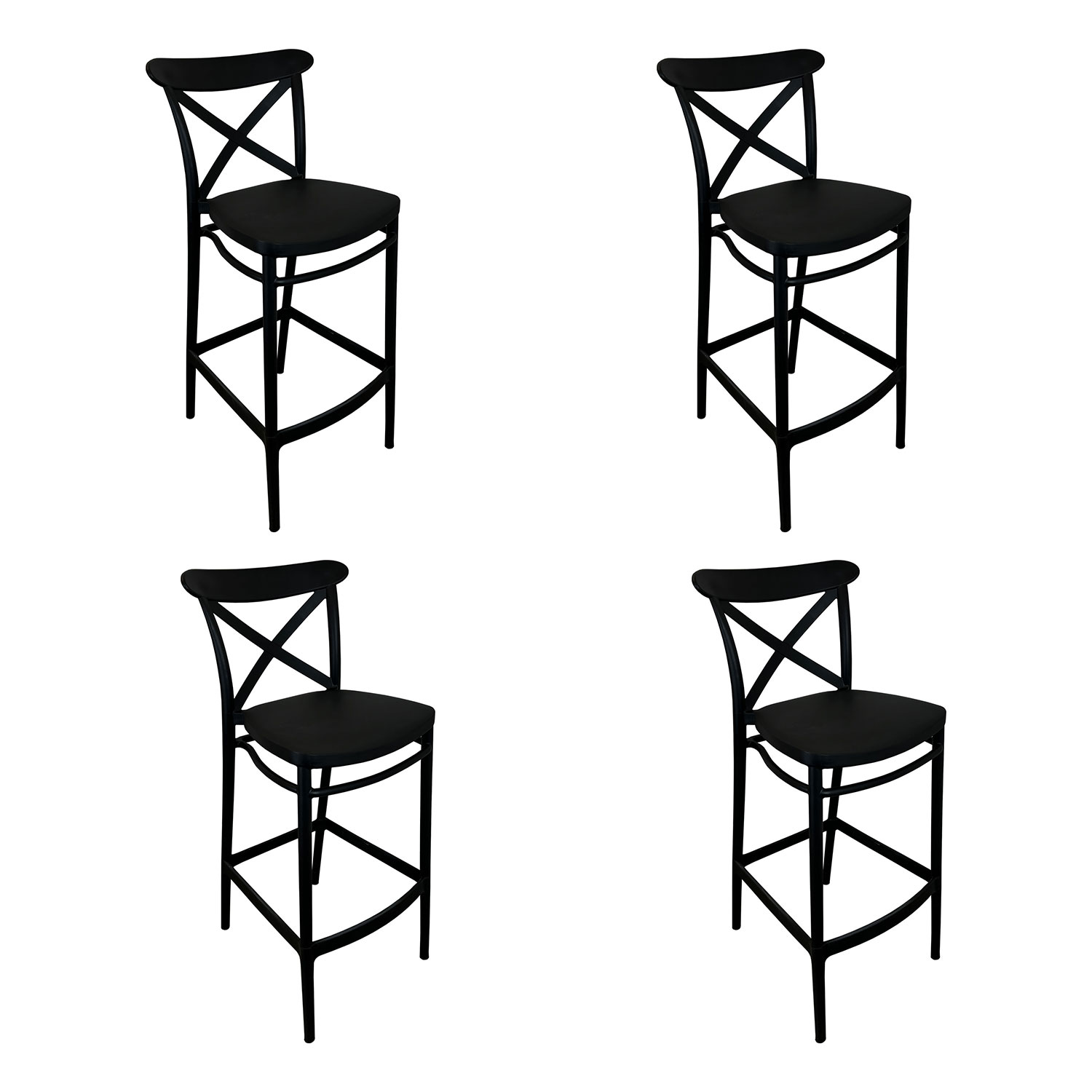 Pack 4 Taburetes Bar Crossback Negra