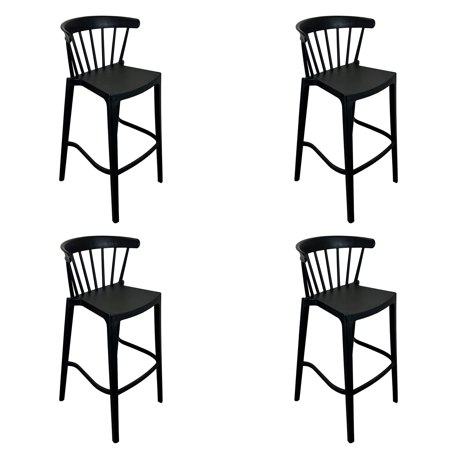 Pack 4 Taburetes Bar Windsor Negra