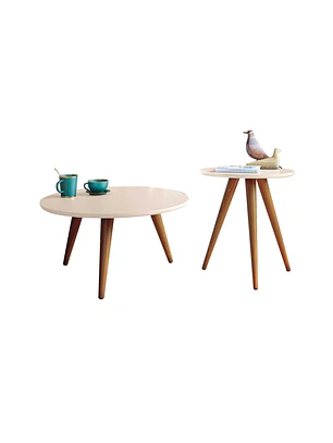 Set Mesa de Centro + Mesa Lateral Alba Off White
