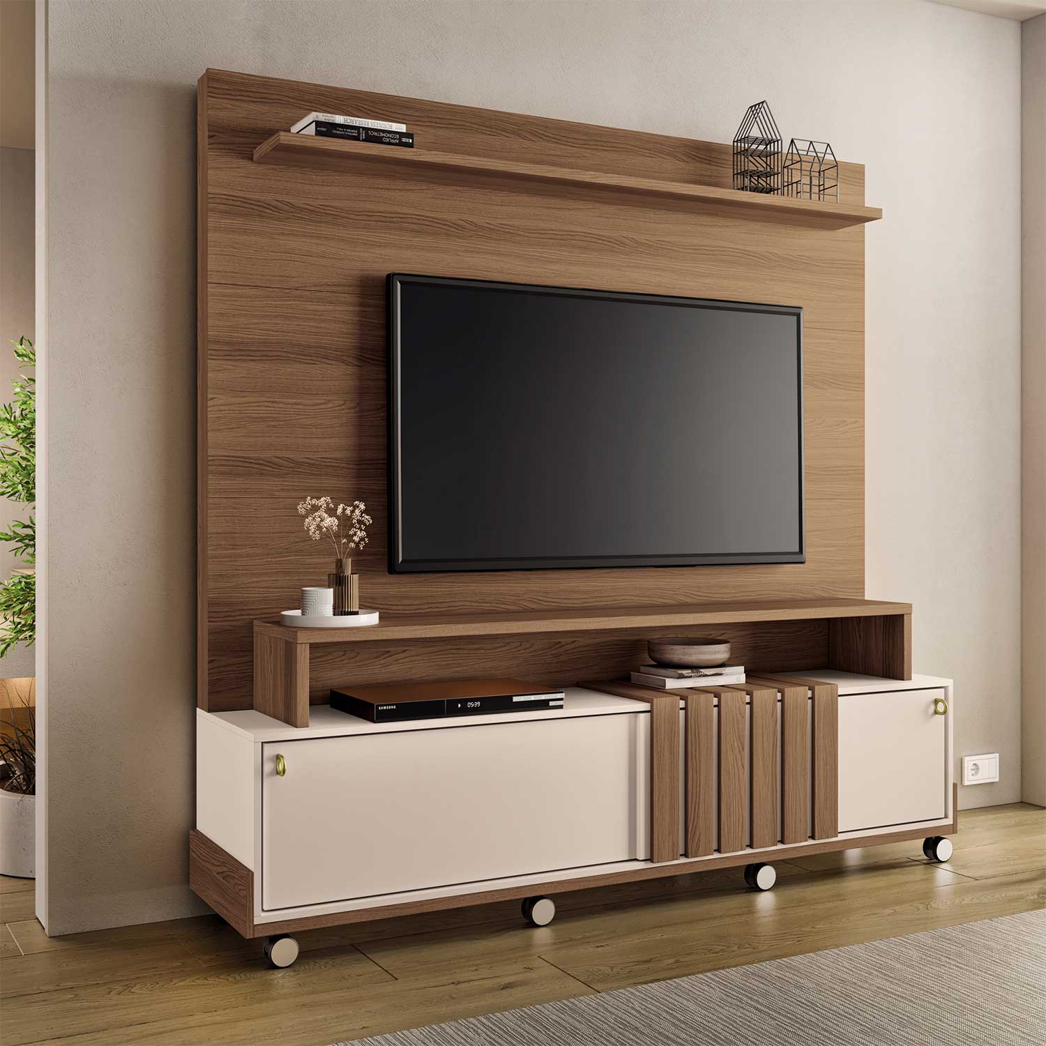 Home TV Amberes 1.8 75" Castaño / Off White 180 x 180 x 40 cm
