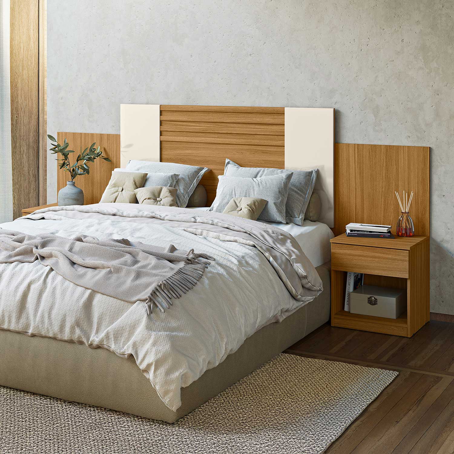 Respaldo más Velador Bérgamo Extensible 138 a 158 cm