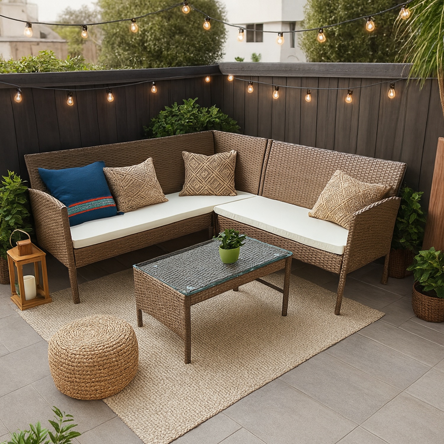 Juego Living Terraza Palermo Caramelo 5 Personas