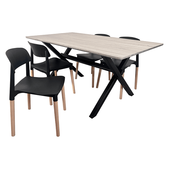 Juego de Comedor Vermontt 4 Sillas Lisboa Negras 3