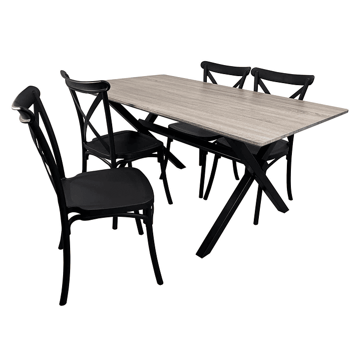 Juego de Comedor Vermontt 4 Sillas Crossback Retro Negra 3