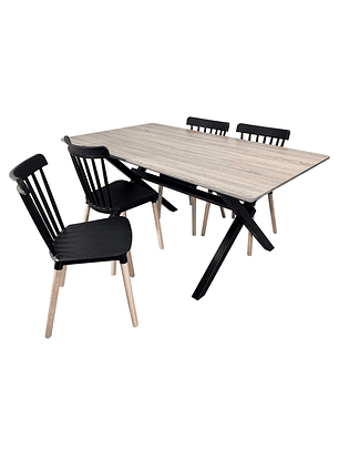Juego de Comedor Vermontt 4 Sillas Windsor Negras
