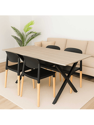 Juego de Comedor Vermontt 4 Sillas Lisboa Negras