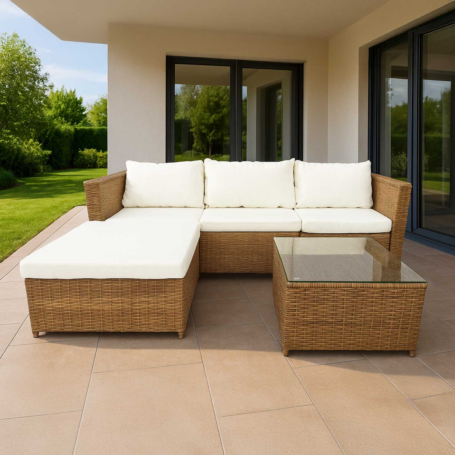 Juego Living Terraza Amanda Caramelo 4 Personas