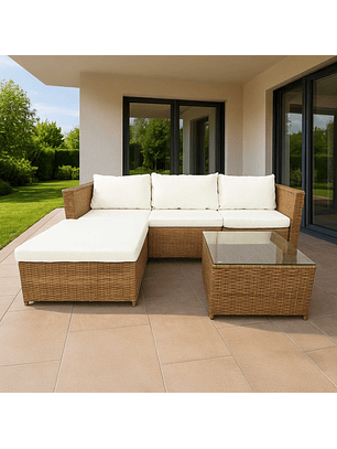 Juego Living Terraza Amanda Caramelo 4 Personas