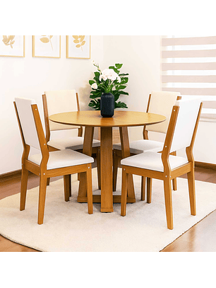 Juego de Comedor Ravello 100x100 cm 4 Sillas Beige