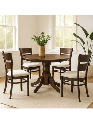 Juego de Comedor Juliette Chocolate 106 cm 4 Sillas Marfil