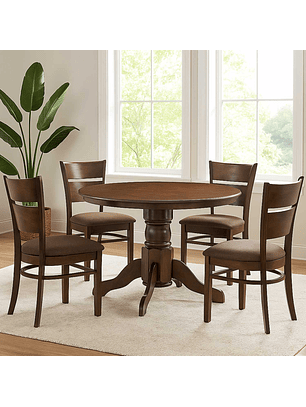 Juego de Comedor Juliette Chocolate 106 cm 4 Sillas Café