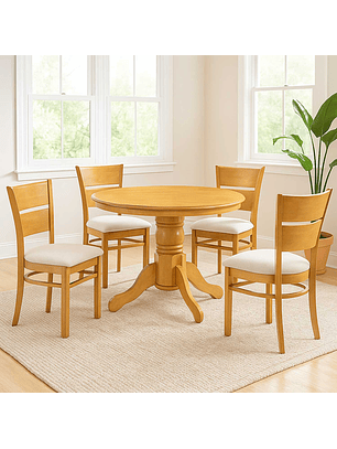 Juego de Comedor Juliette Caramelo 106 cm 4 Sillas Marfil