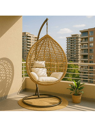 Silla Colgante Hawái M Caramelo Cojín Marfil