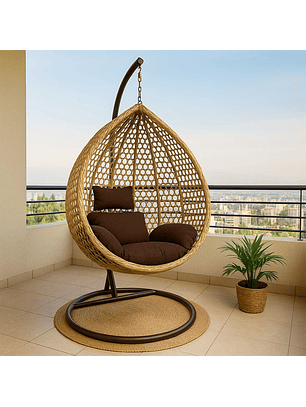 Silla Colgante Hawái M Caramelo Cojín Café
