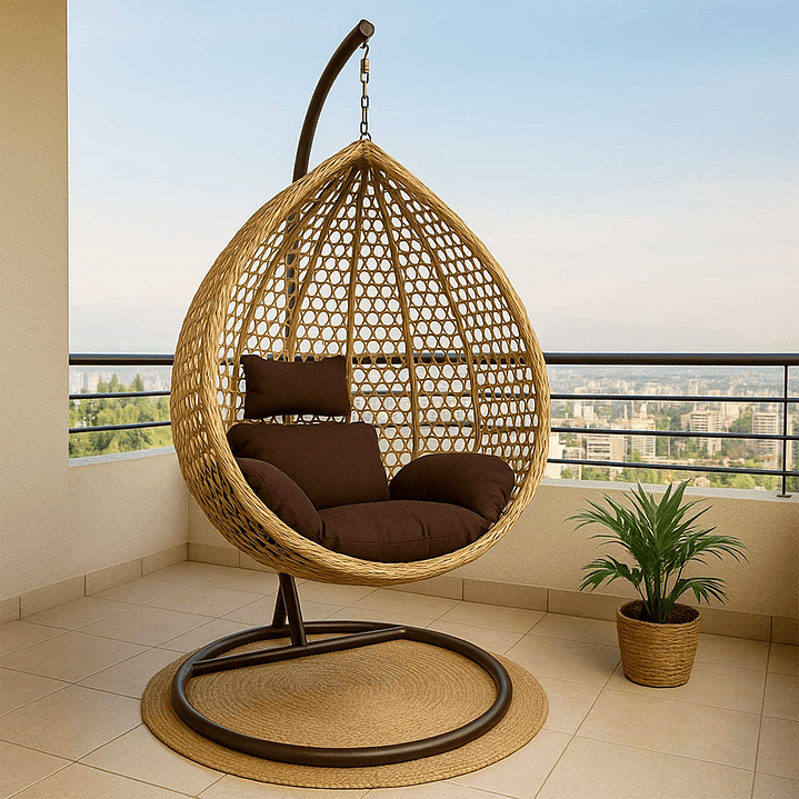 Silla Colgante Hawái M Caramelo Cojín Café 1