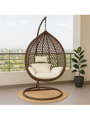 Silla Colgante Hawái M Chocolate Cojín Marfil