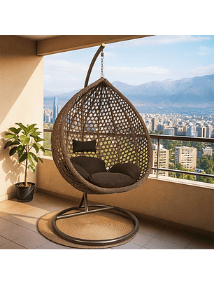 Silla Colgante Hawái M Chocolate Cojín Café