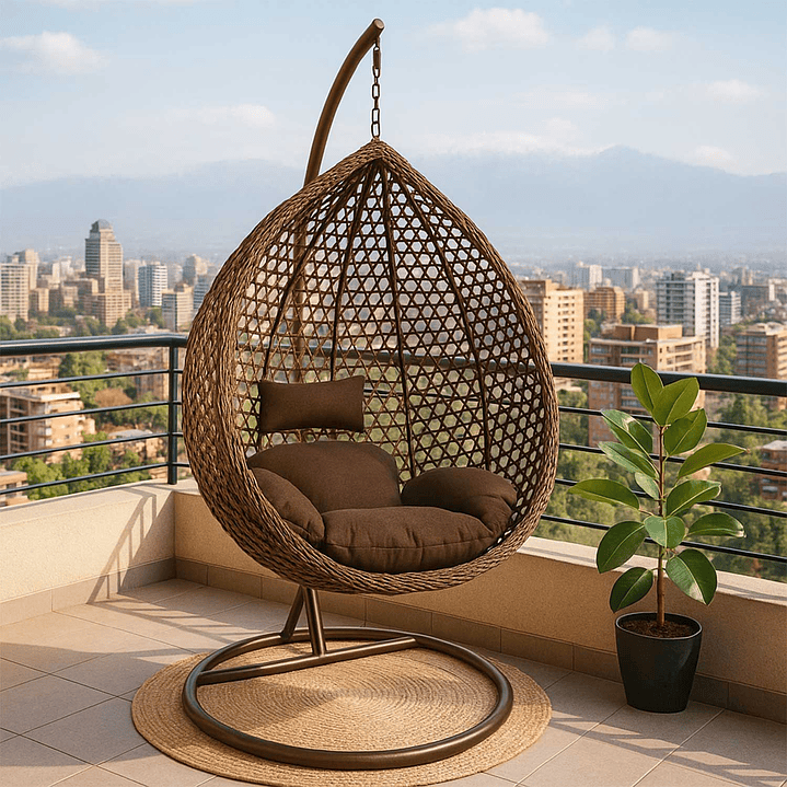 Silla Colgante Hawái L Chocolate Cojín Café 1