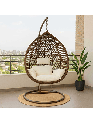 Silla Colgante Hawái L Chocolate Cojín Marfil