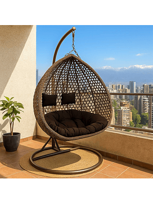 Silla Colgante Hawái XL Chocolate Cojín Café