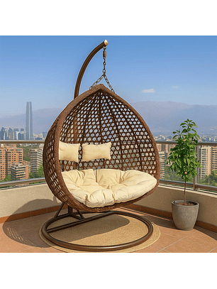 Silla Colgante Hawái XL Chocolate Cojín Marfil