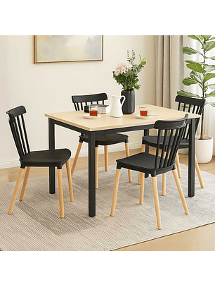 Juego de Comedor New York 120x75 cm + 4 Sillas Windsor Negras