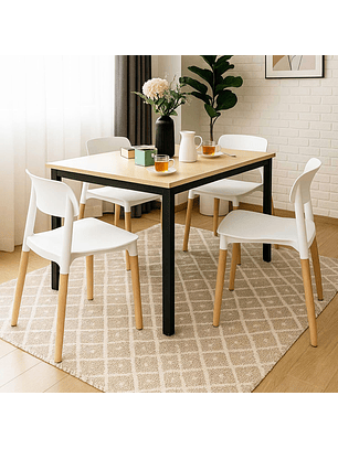 Juego de Comedor New York 120x75 cm + 4 Sillas Lisboa Blancas